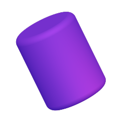 3D purple cylinder tilted slightly to the right on a transparent background.
