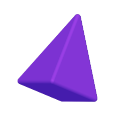 Three-dimensional purple triangular pyramid with a smooth surface on a black background.