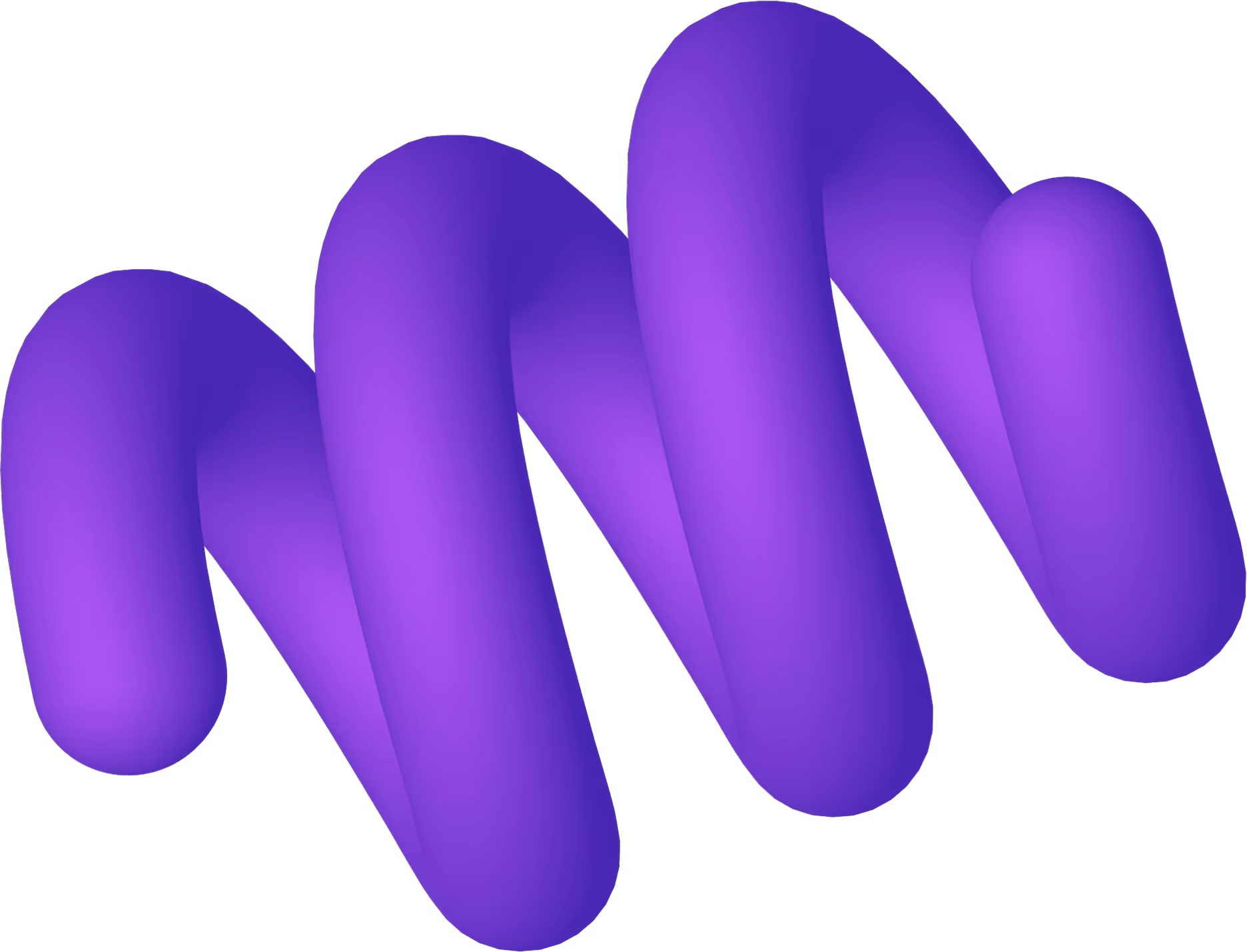 Smooth purple 3D spiral ribbon with rounded edges on a transparent background.